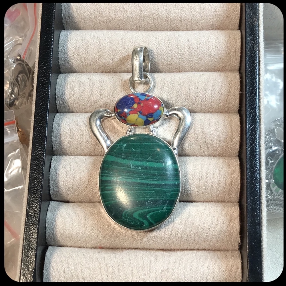 925 Malachite & Rainbow Castillo Precious Stones